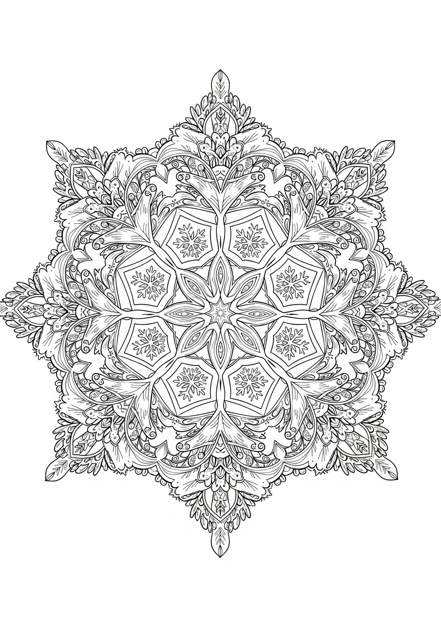 Desenho de Mandala Floral para Colorir