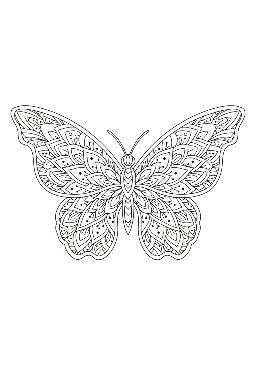 Desenho de Mandala Borboleta com detalhes para colorir