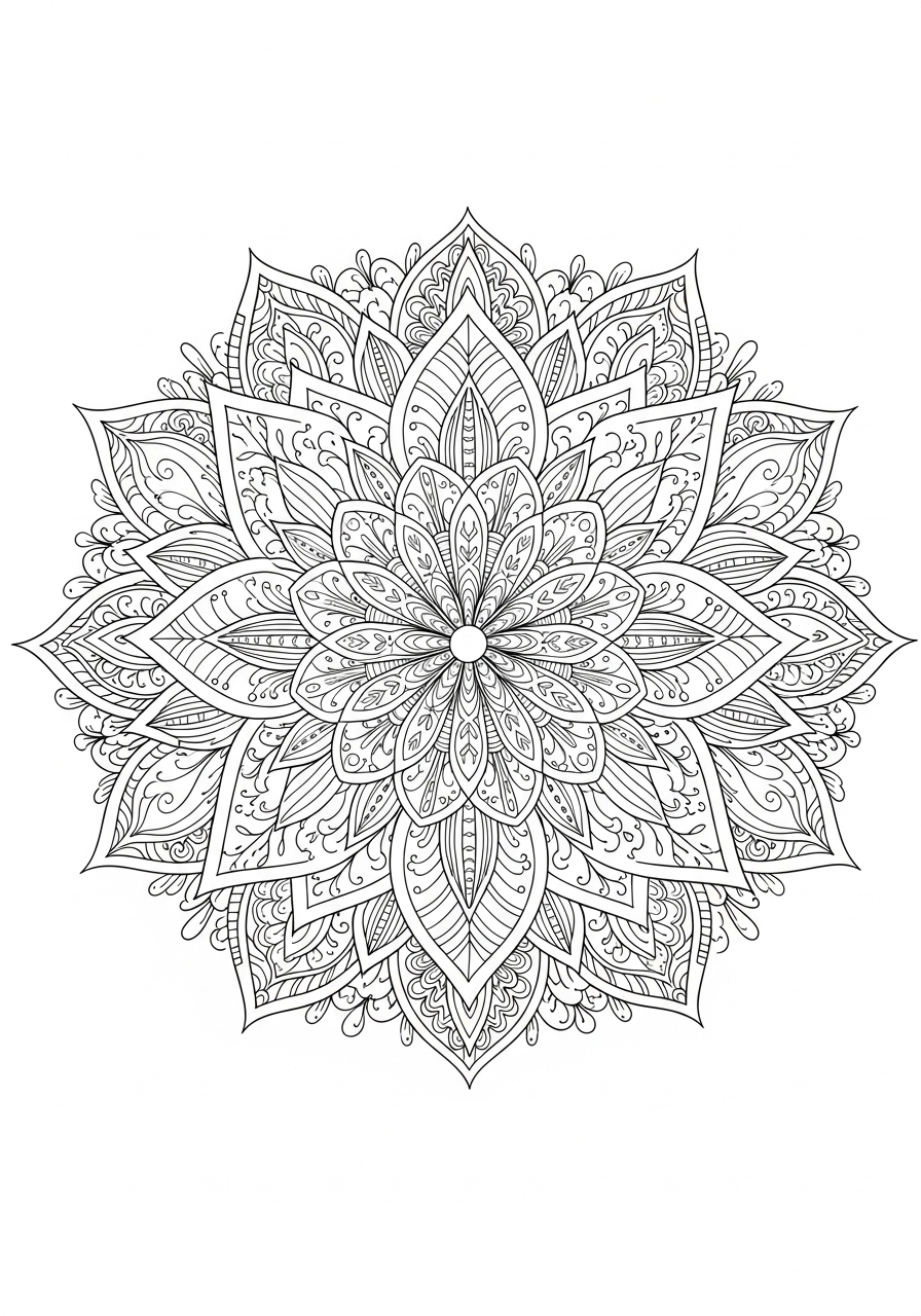 Desenho de Mandala floral intricada para colorir