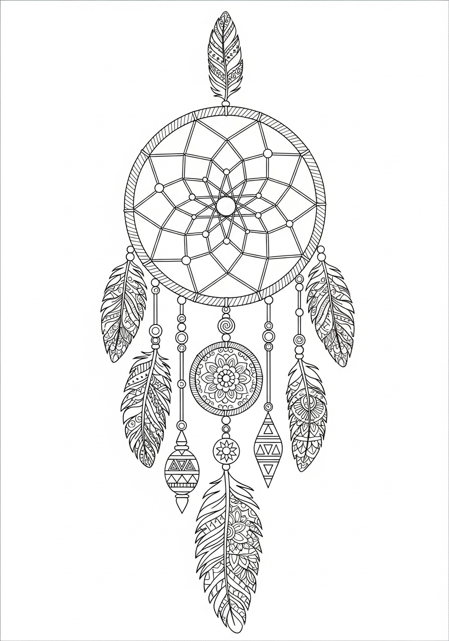 Desenho de Mandala com Sonhos para Colorir