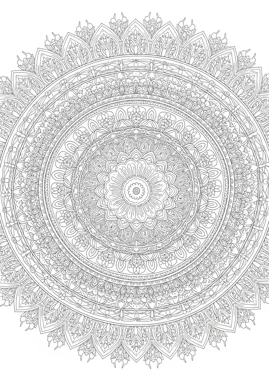Desenho de Mandala Floral Intricado para Colorir