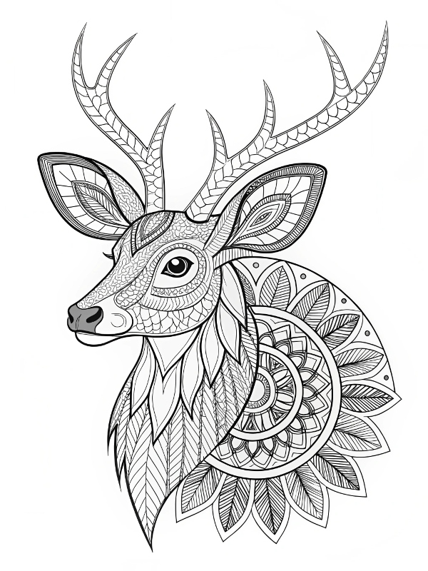Desenho de Mandala Animais: Cervo para colorir