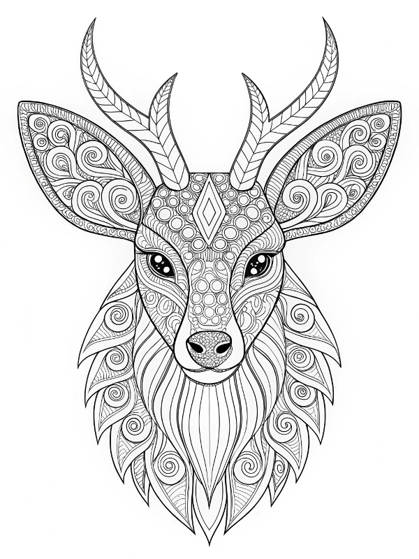 Desenho de Mandala: Cabeça de Veado para colorir