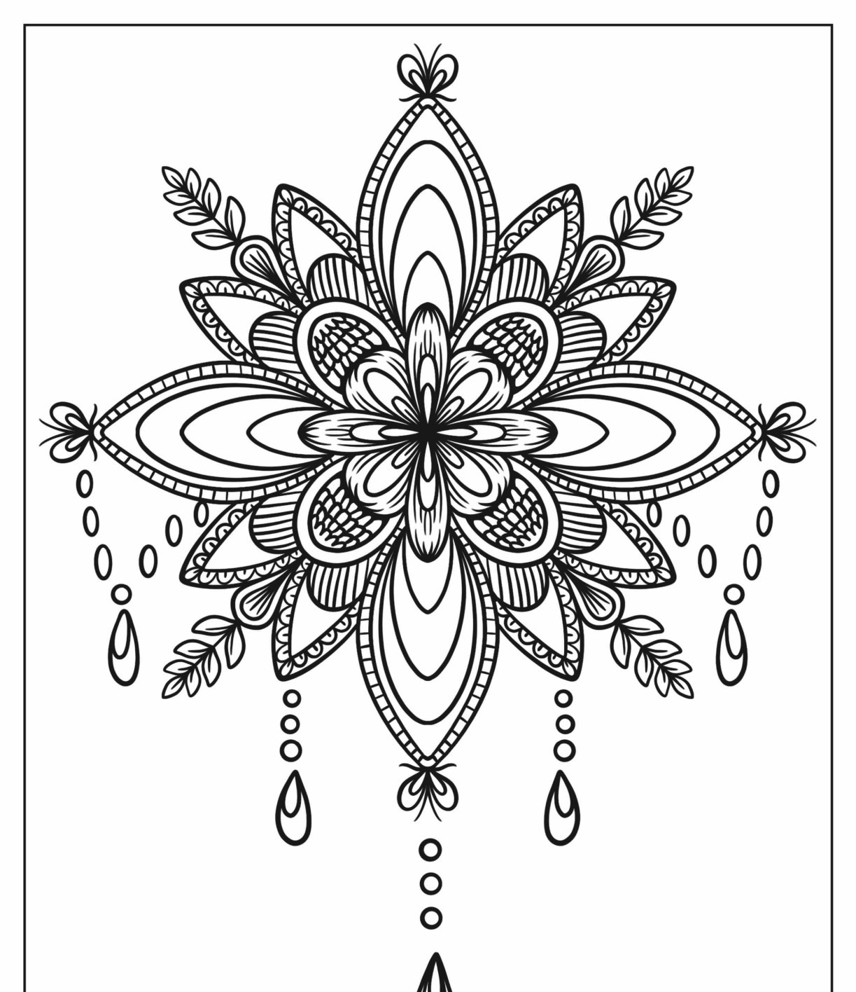 Desenho de Mandala Floral com detalhes para colorir