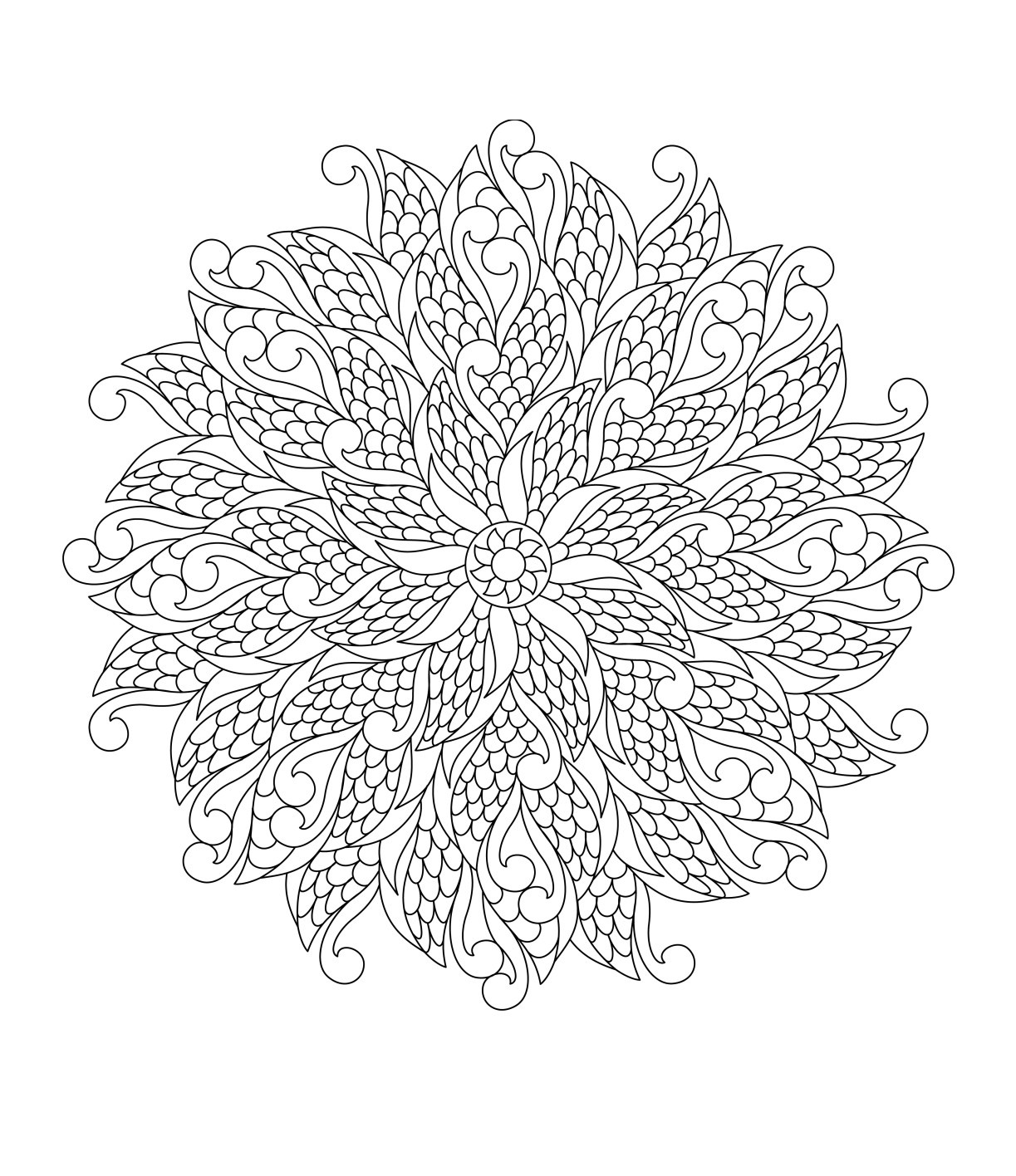 Desenho de Mandala Floral com detalhes para colorir