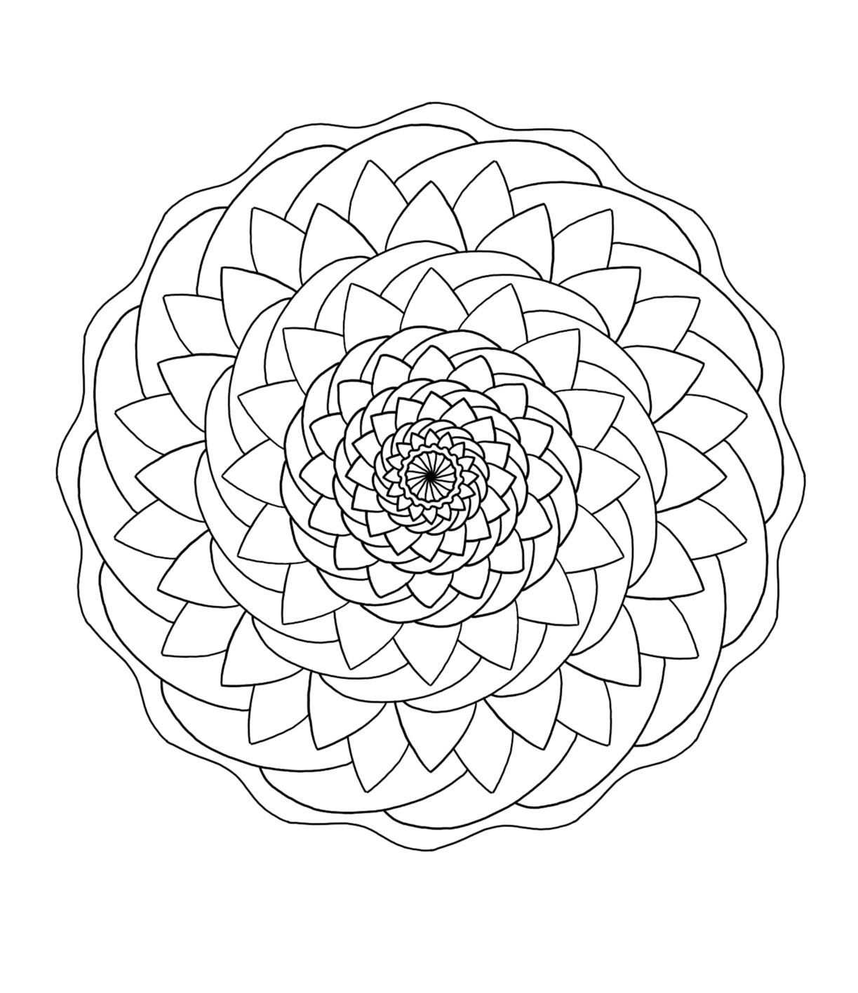 Desenho de Mandala Floral Espiral para Colorir