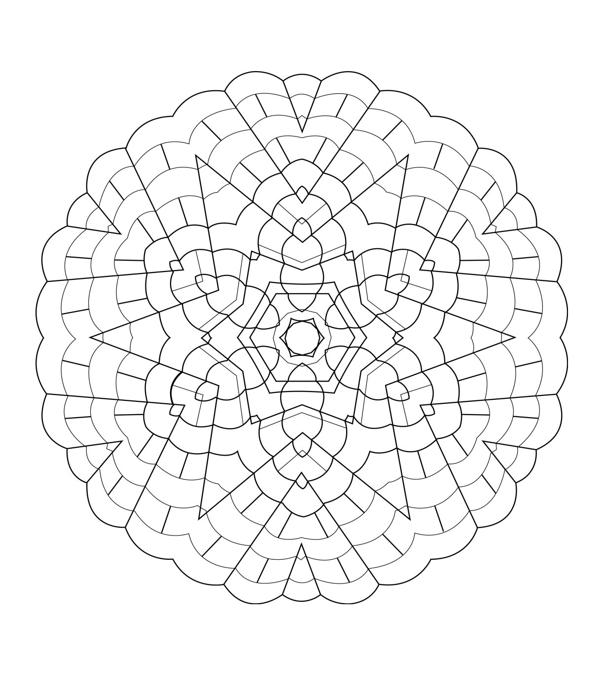 Desenho de Mandala para Colorir com Formas Geométricas