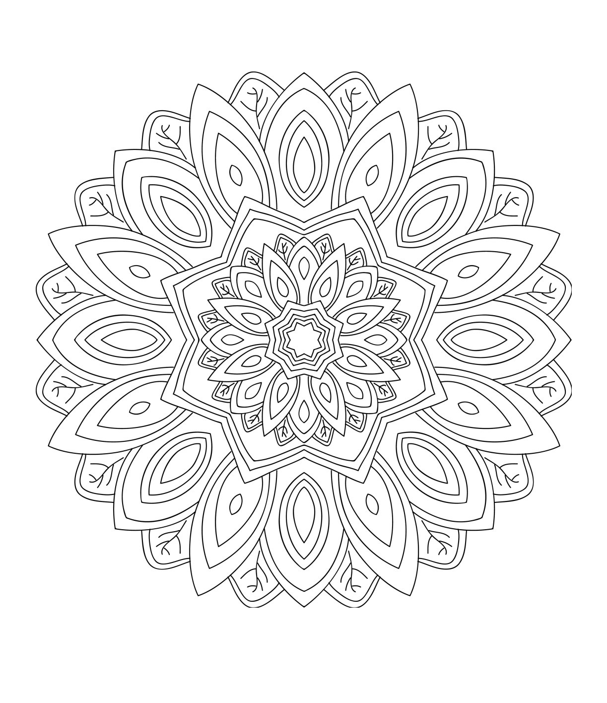 Desenho de Mandala Floral para Colorir e Imprimir