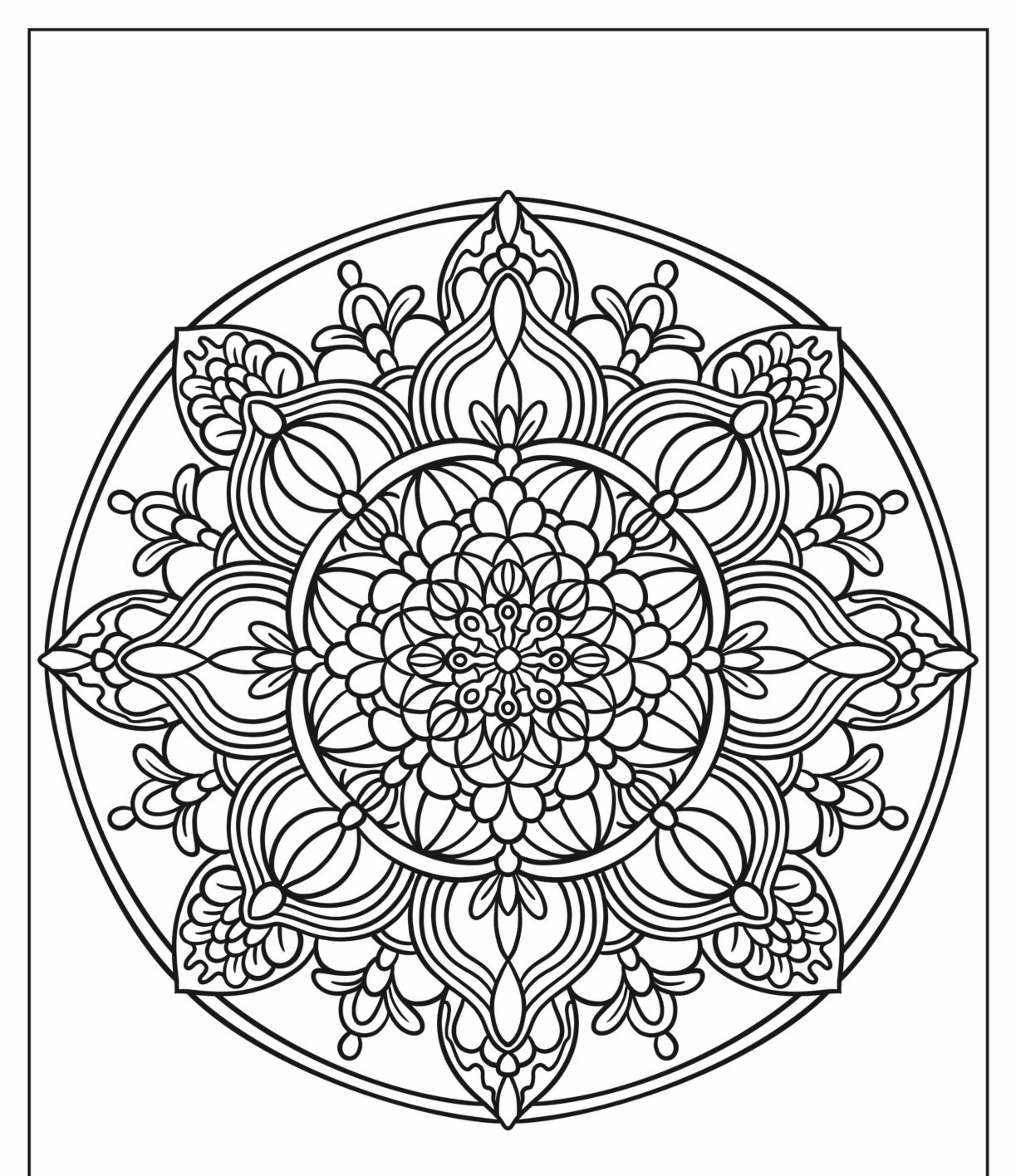 Desenho de Mandala Floral com detalhes elaborados para colorir