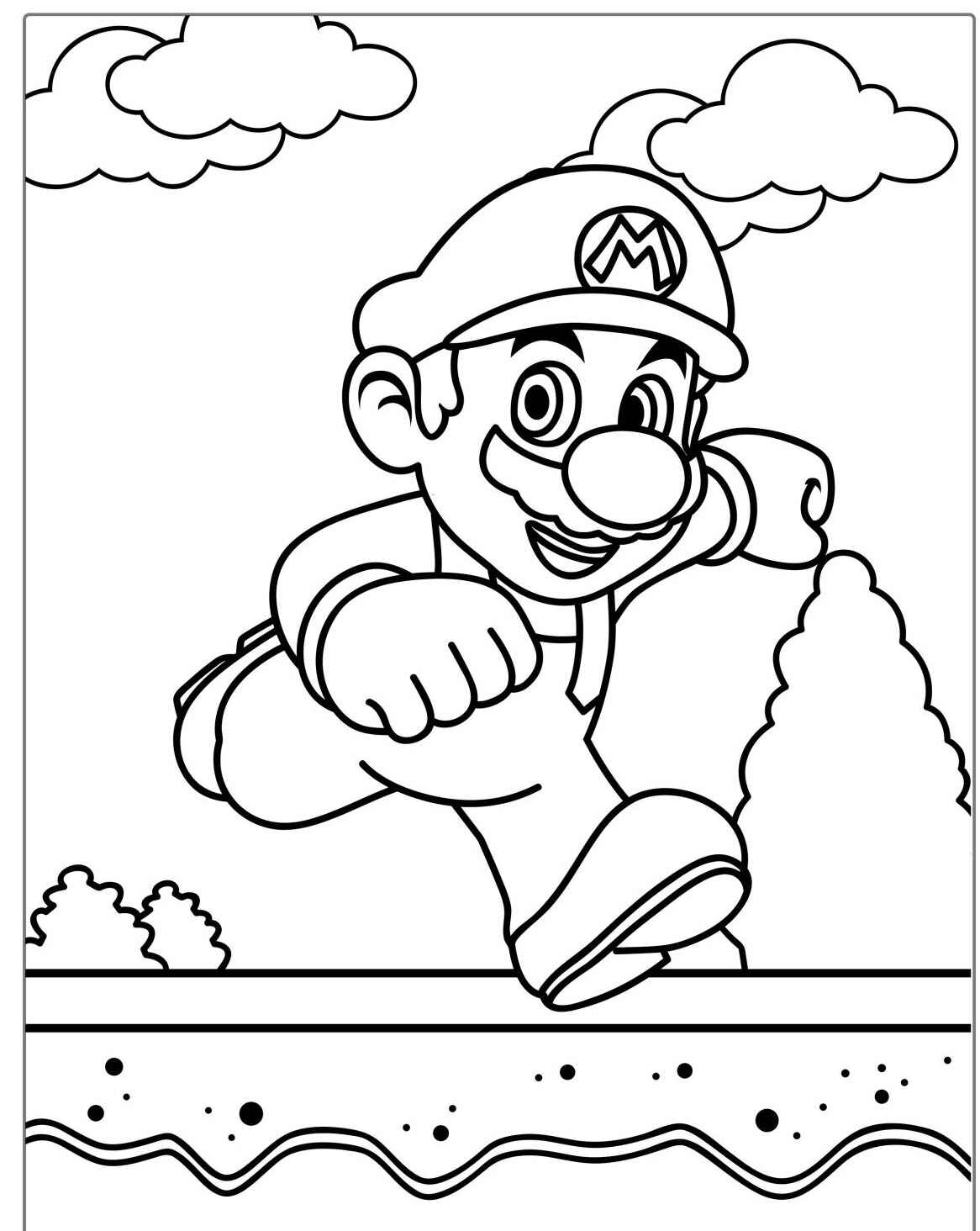 Desenho do Mario correndo alegremente para colorir
