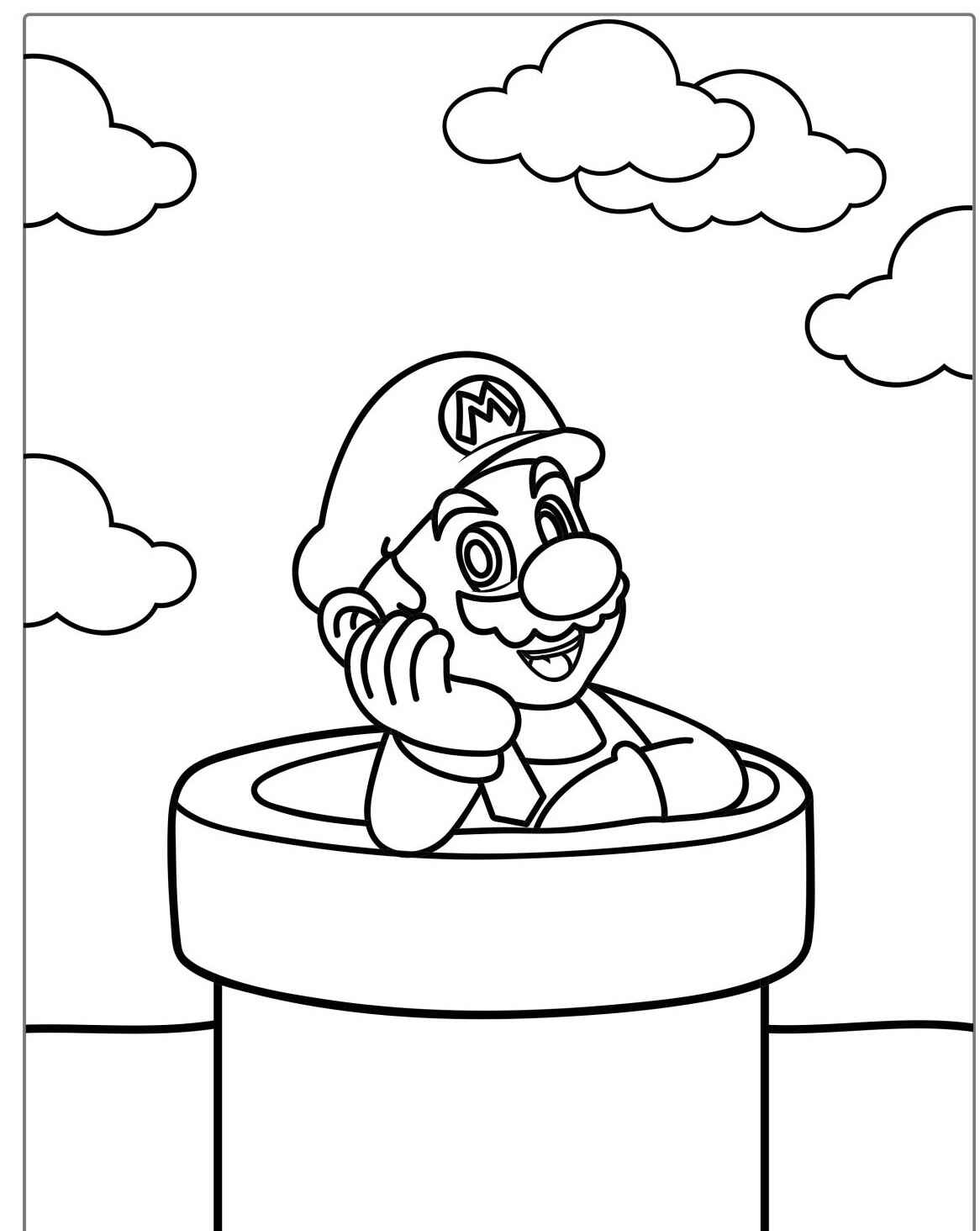Desenho do Mario saindo do cano para colorir