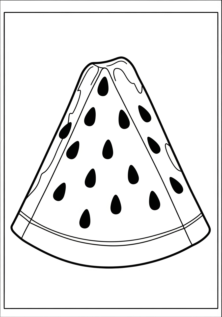 Desenho de melancia simples e fofa para colorir