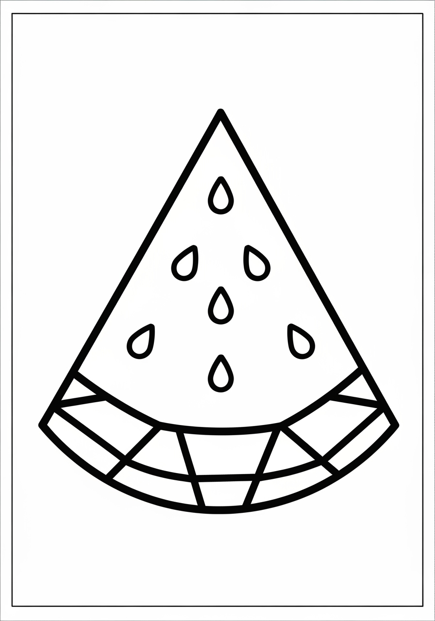 Desenho de Melancia simples e fofa para colorir