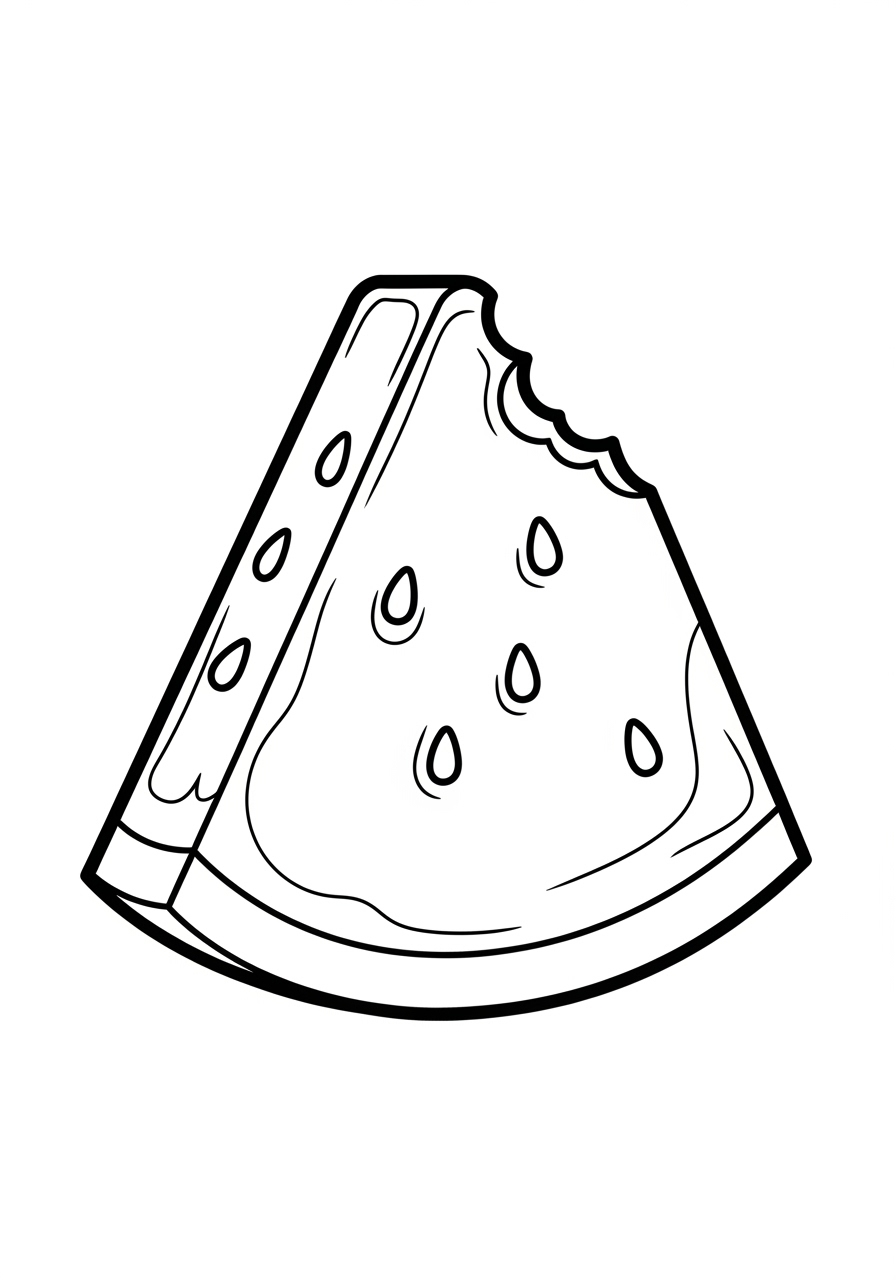 Desenho de Melancia mordida simples para colorir