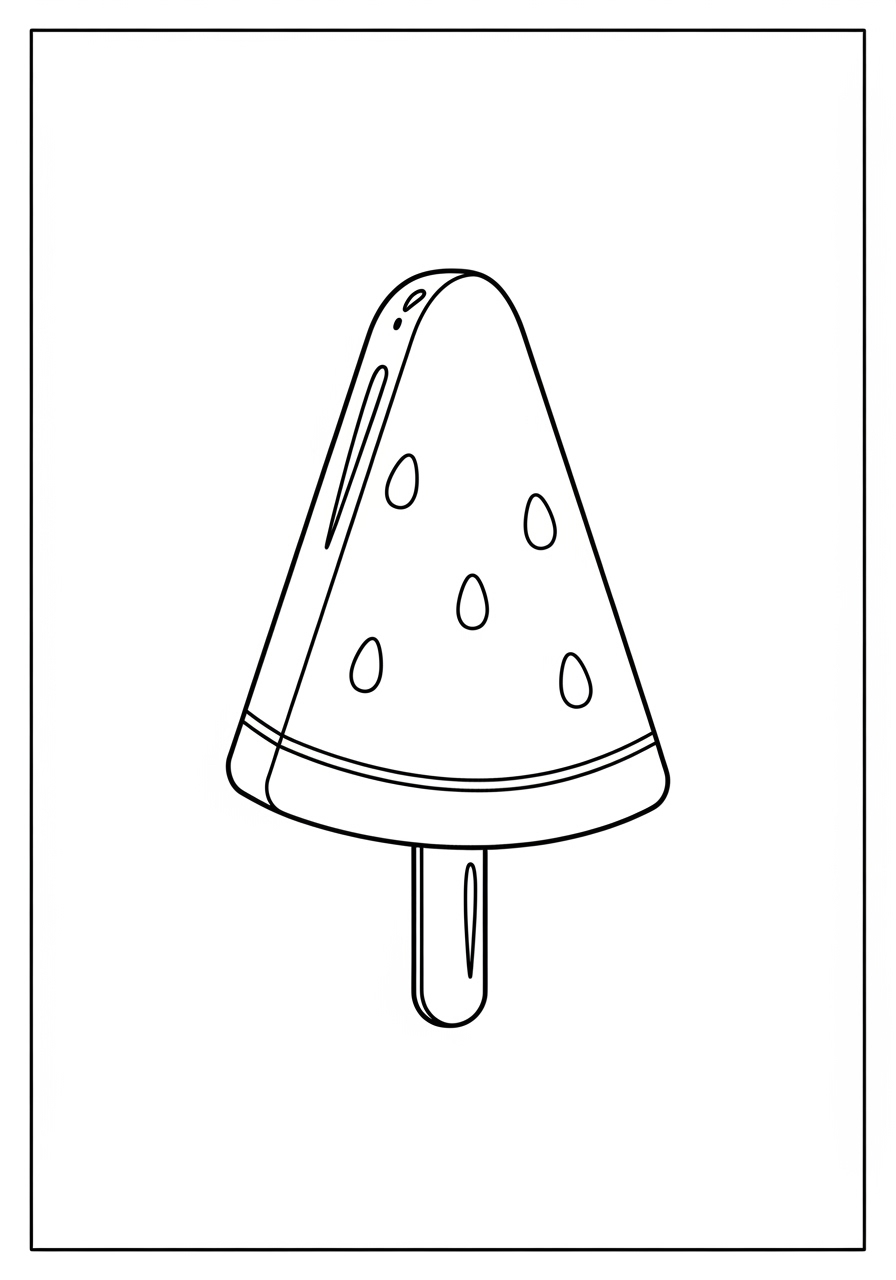 Desenho de Melancia em picolé para colorir