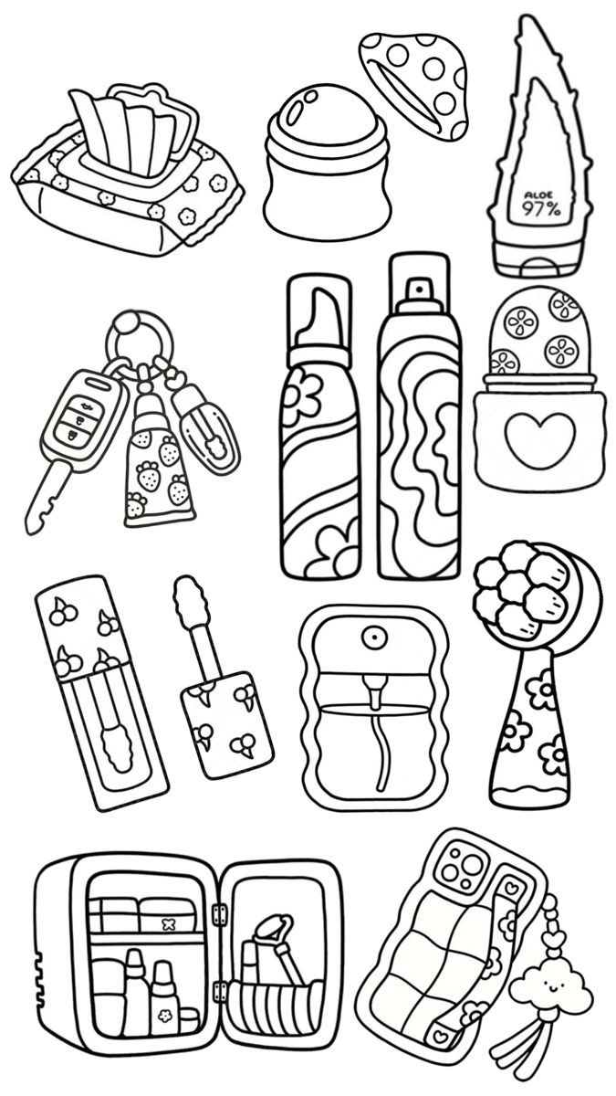 Desenho de Itens de Beleza e Moda para Colorir