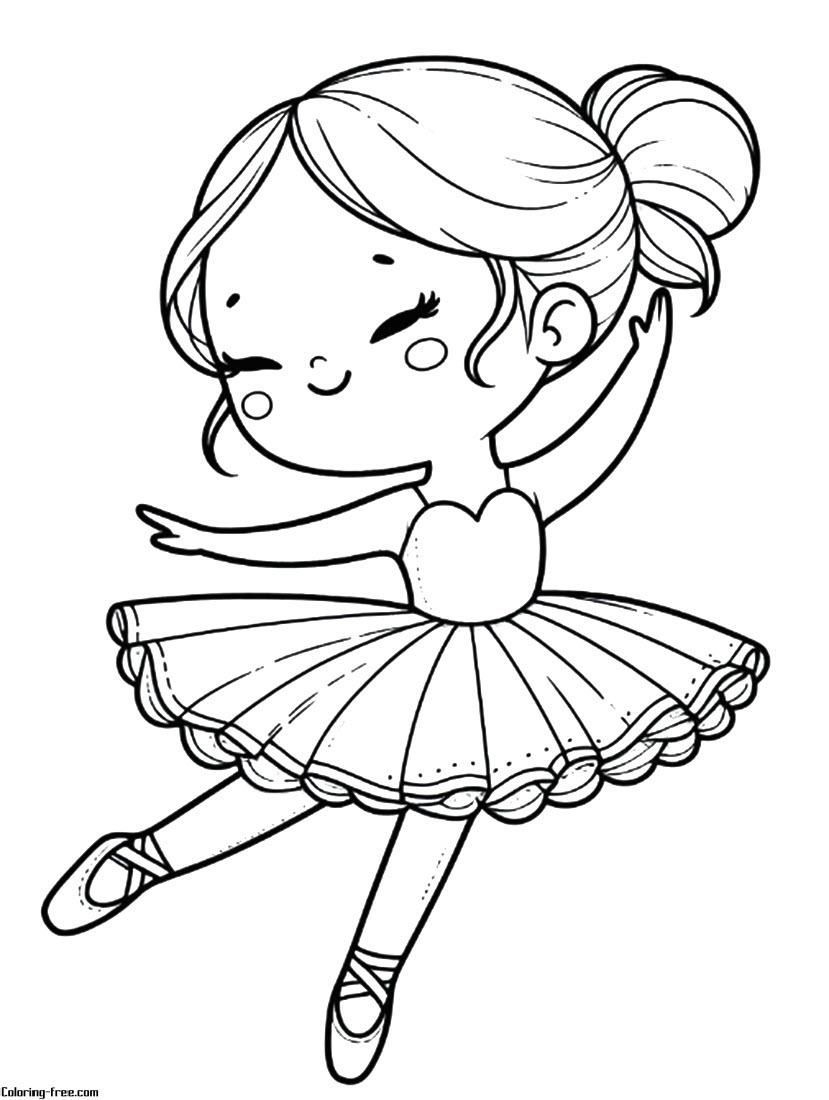 Desenho de Menina dançando ballet para colorir