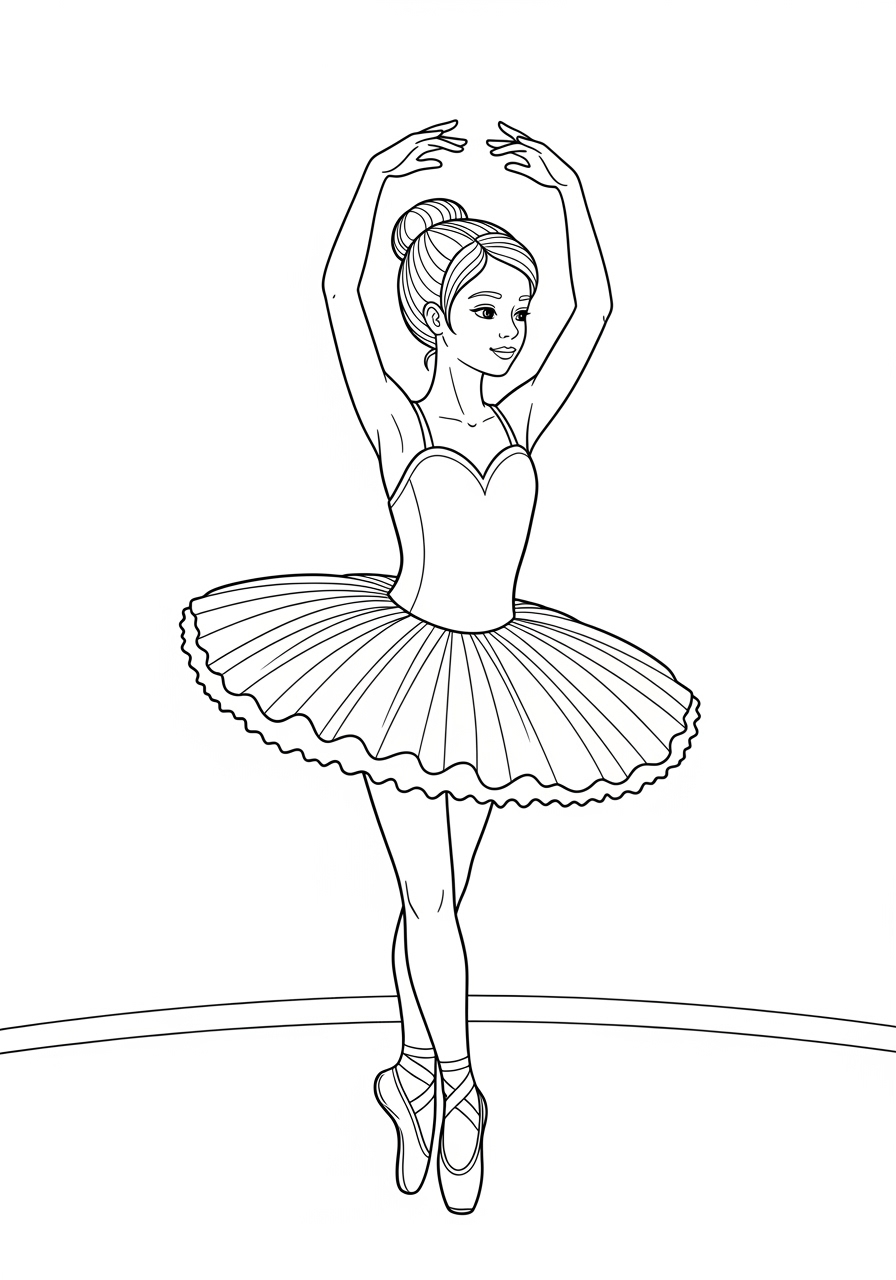 Desenho de Menina bailarina com vestido de tutu para colorir