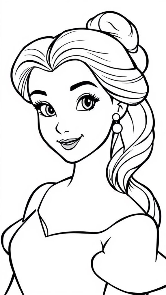 Desenho de Menina com cabelo longo para colorir
