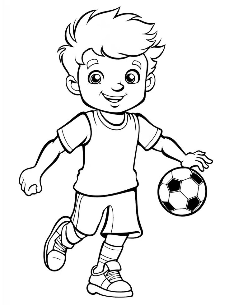 Desenho de Menino jogando futebol para colorir