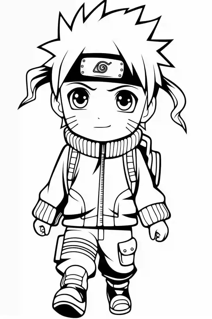 Desenho de Menino com bandana e mochila para colorir