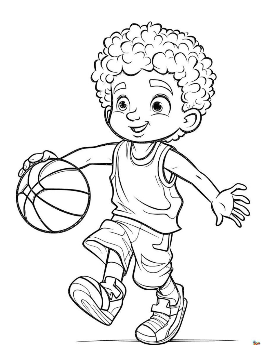 Desenho de Menino jogando basquete para colorir