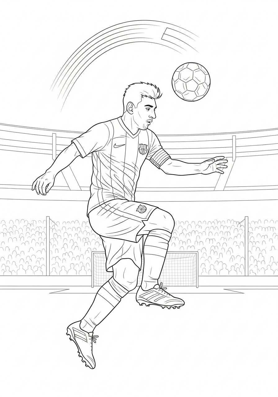 Desenho do Messi jogando futebol para colorir