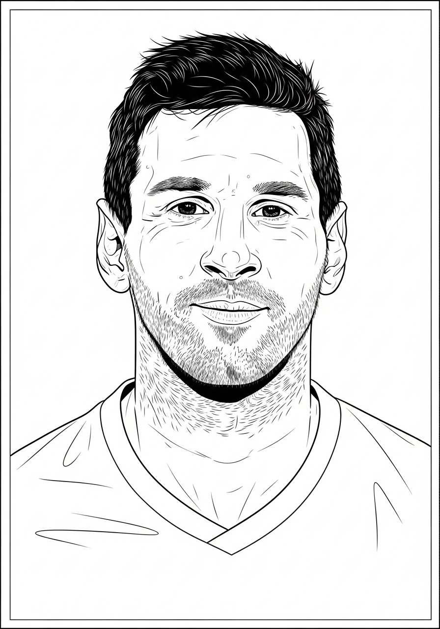 Desenho do Messi em estilo retrato para colorir