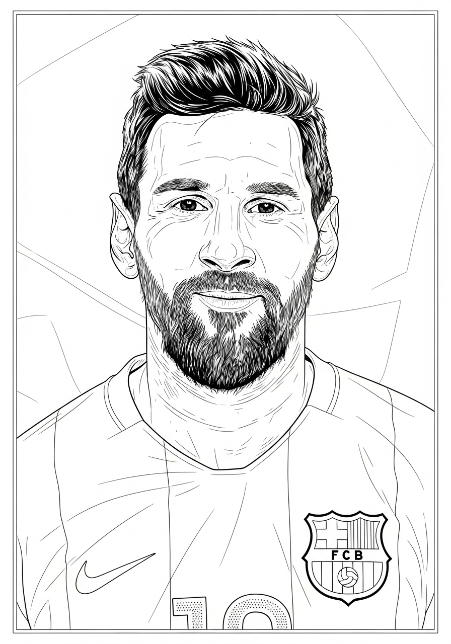 Desenho do Messi com camiseta do Barcelona para colorir