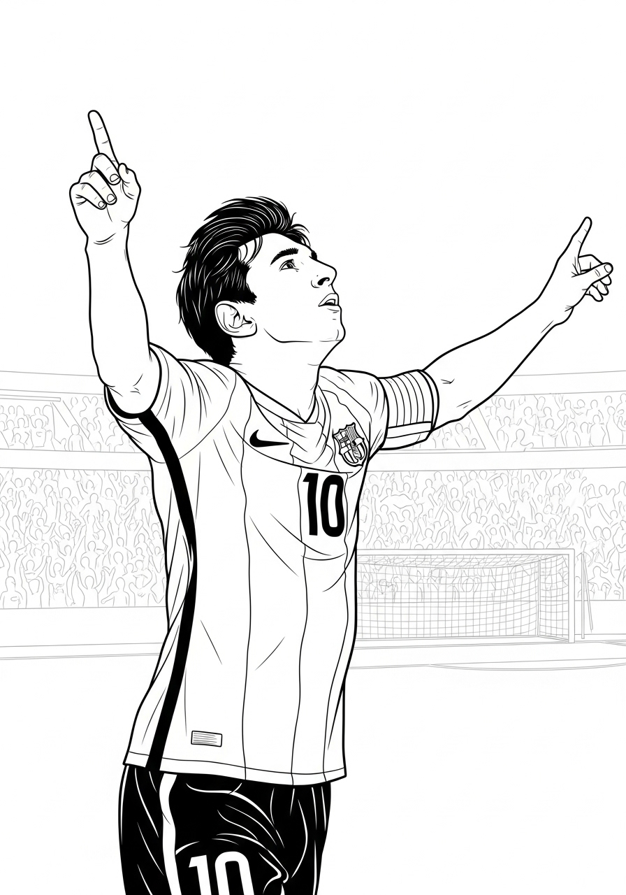 Desenho do Messi comemorando gol com uniforme número 10