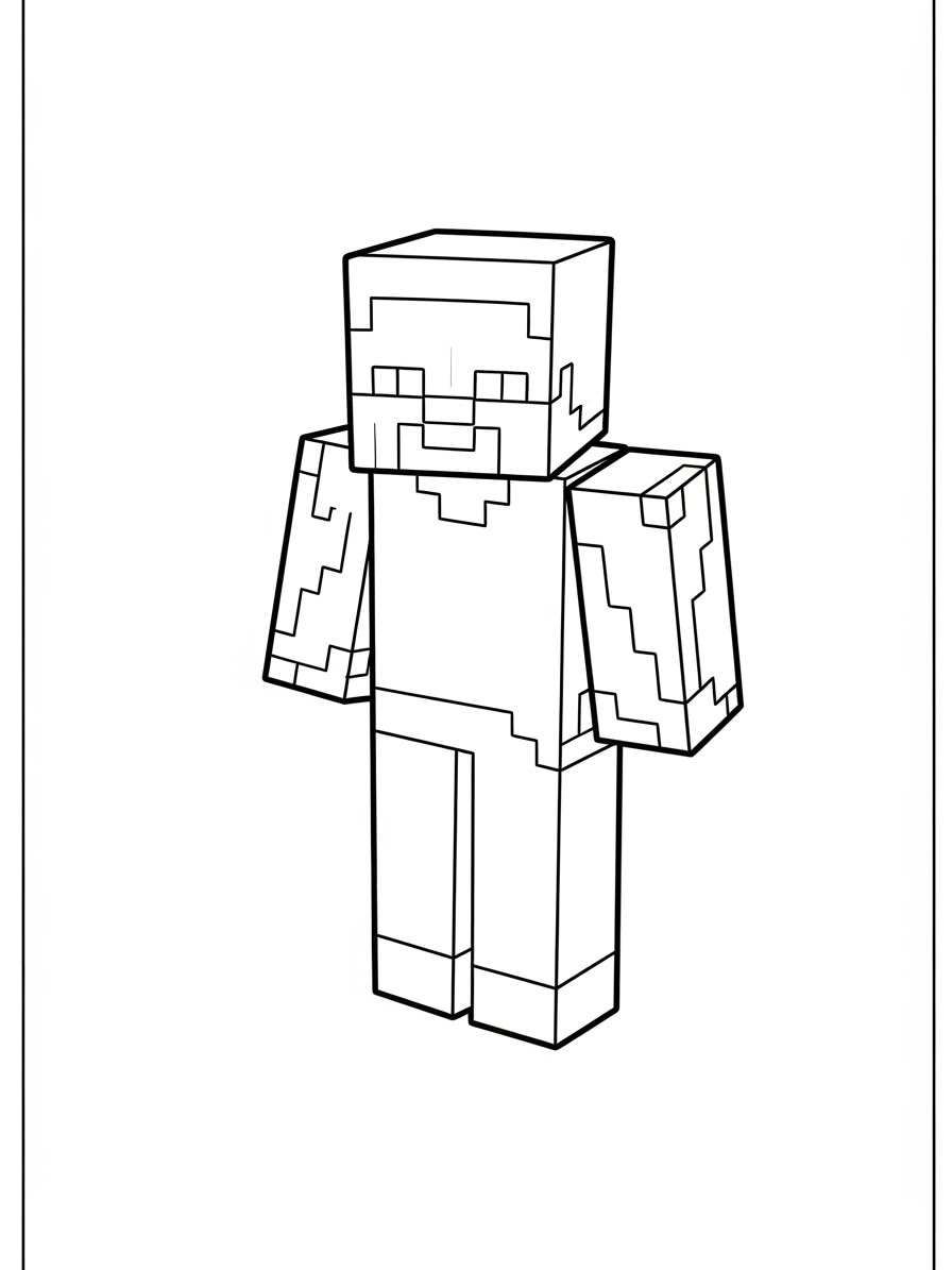Desenho do Minecraft do personagem Steve para colorir