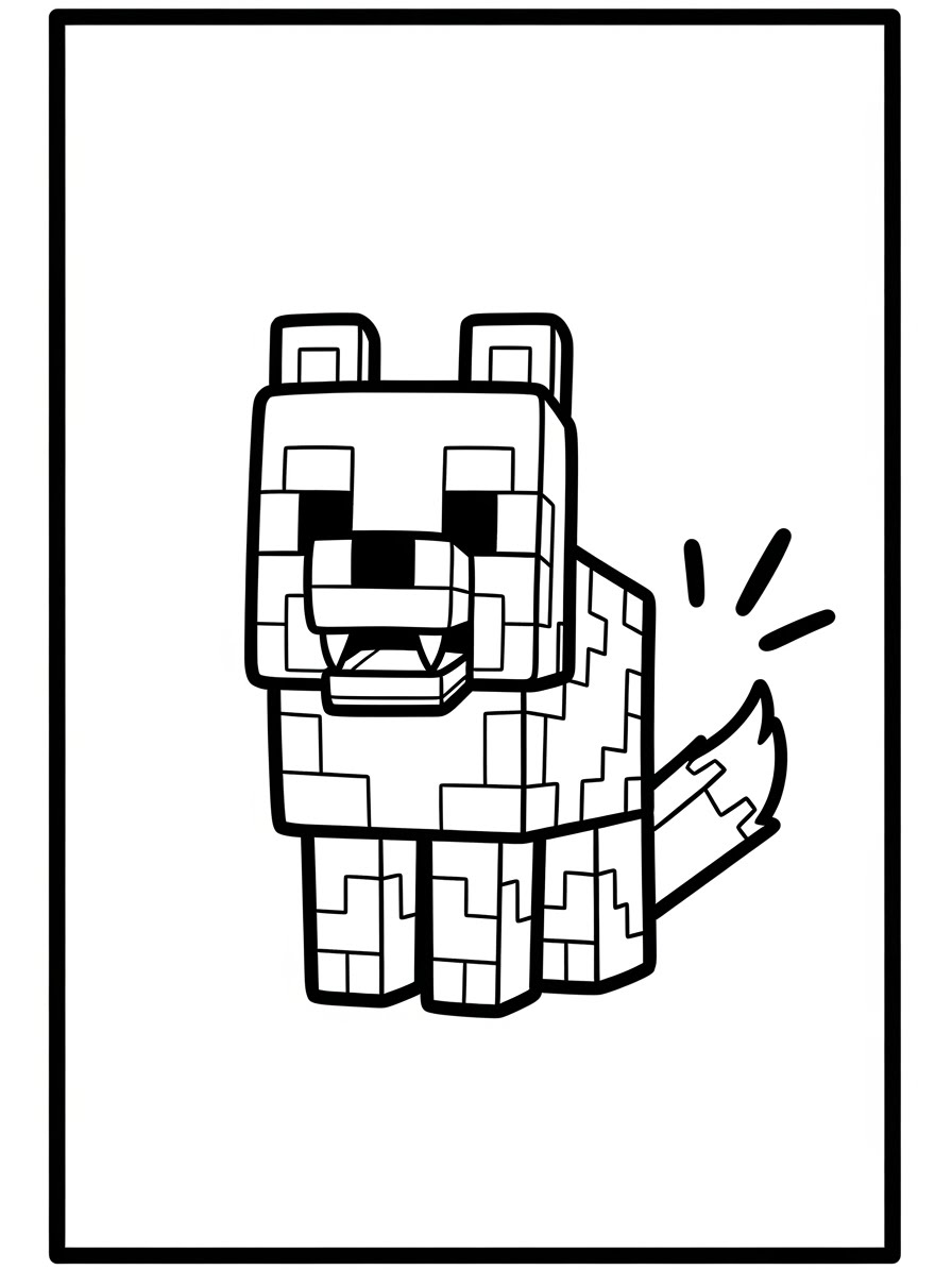 Desenho do Minecraft de um cachorro para colorir
