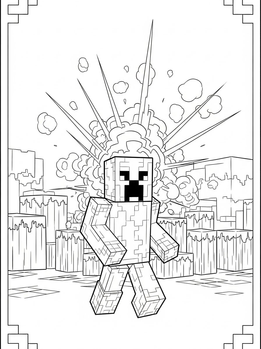 Desenho do Minecraft Creeper explosivo para colorir