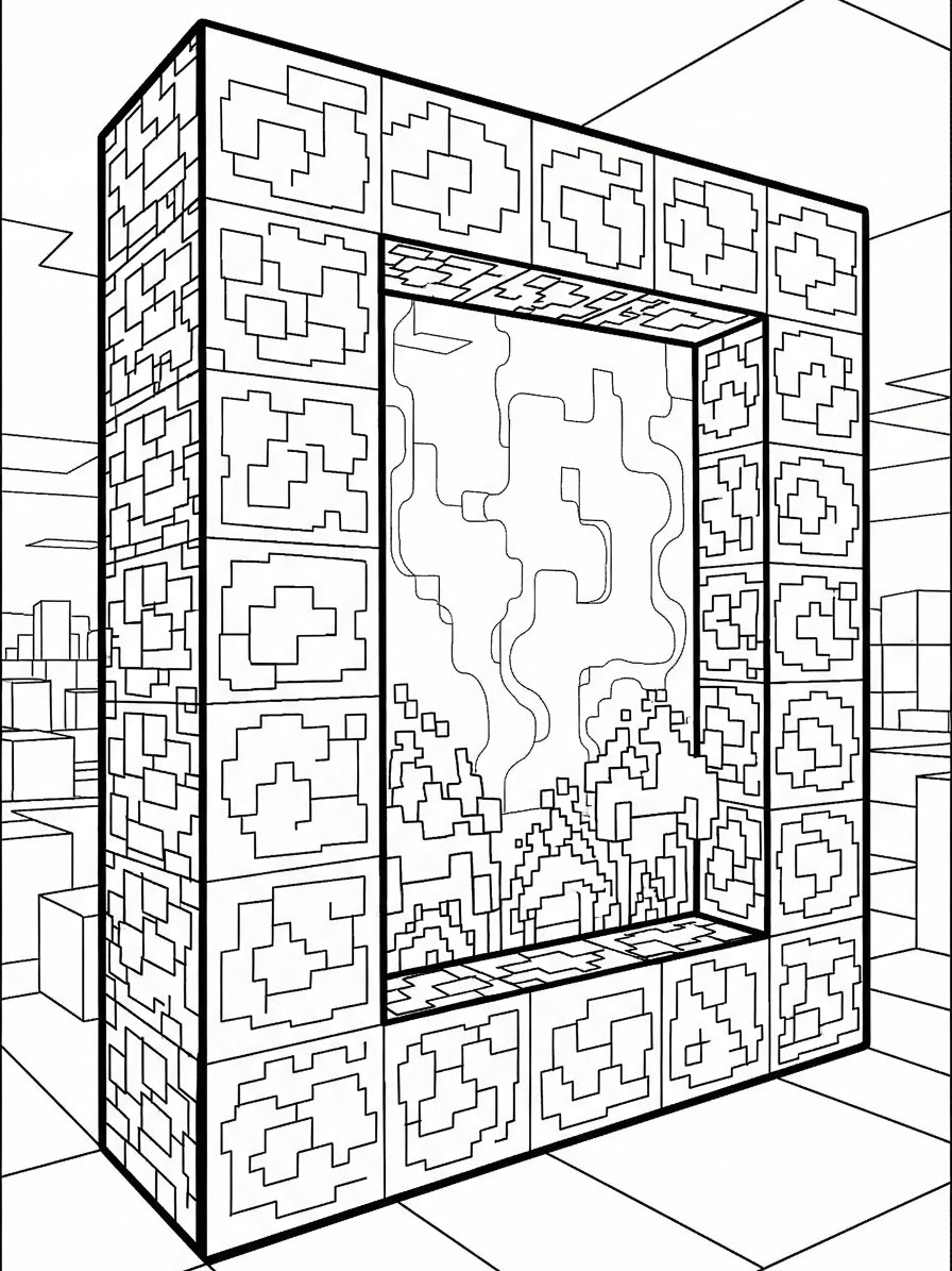 Desenho do Minecraft portal para colorir