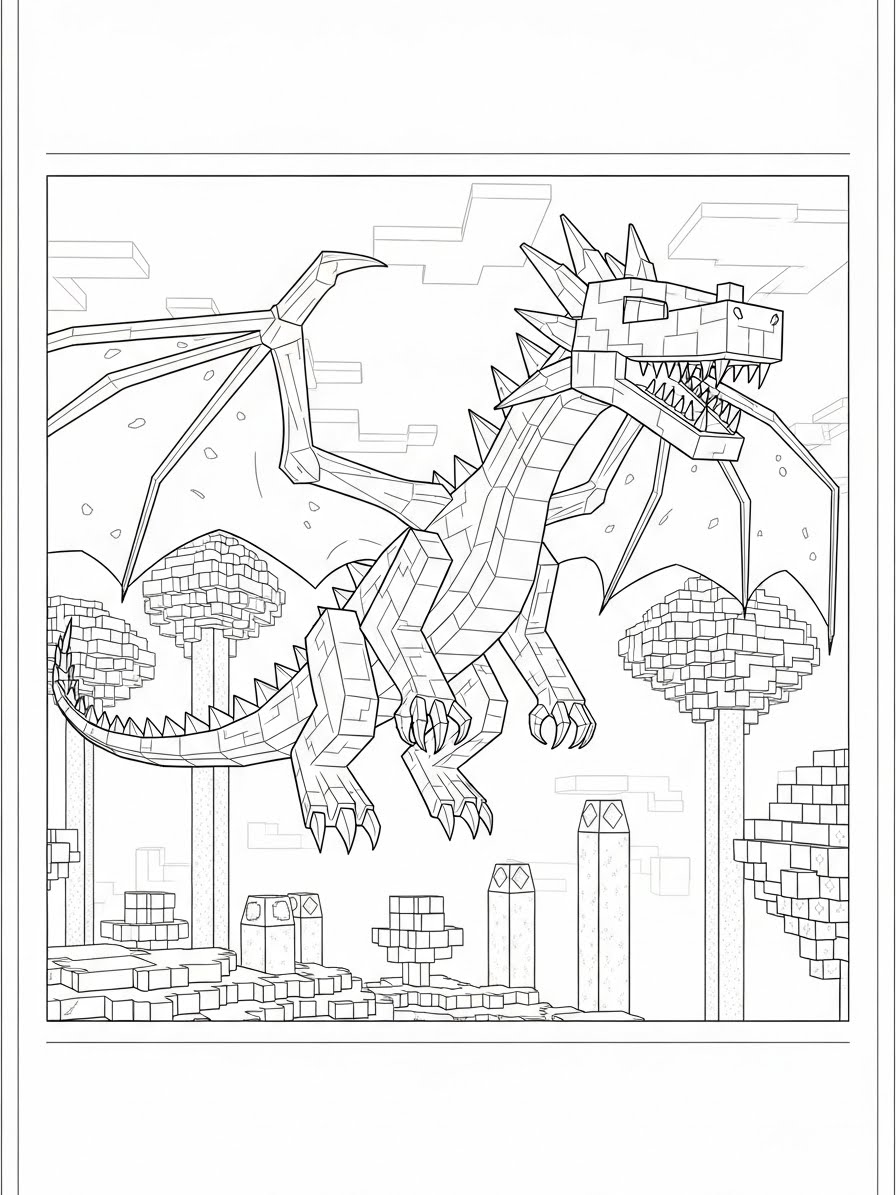 Desenho do Minecraft dragão para colorir