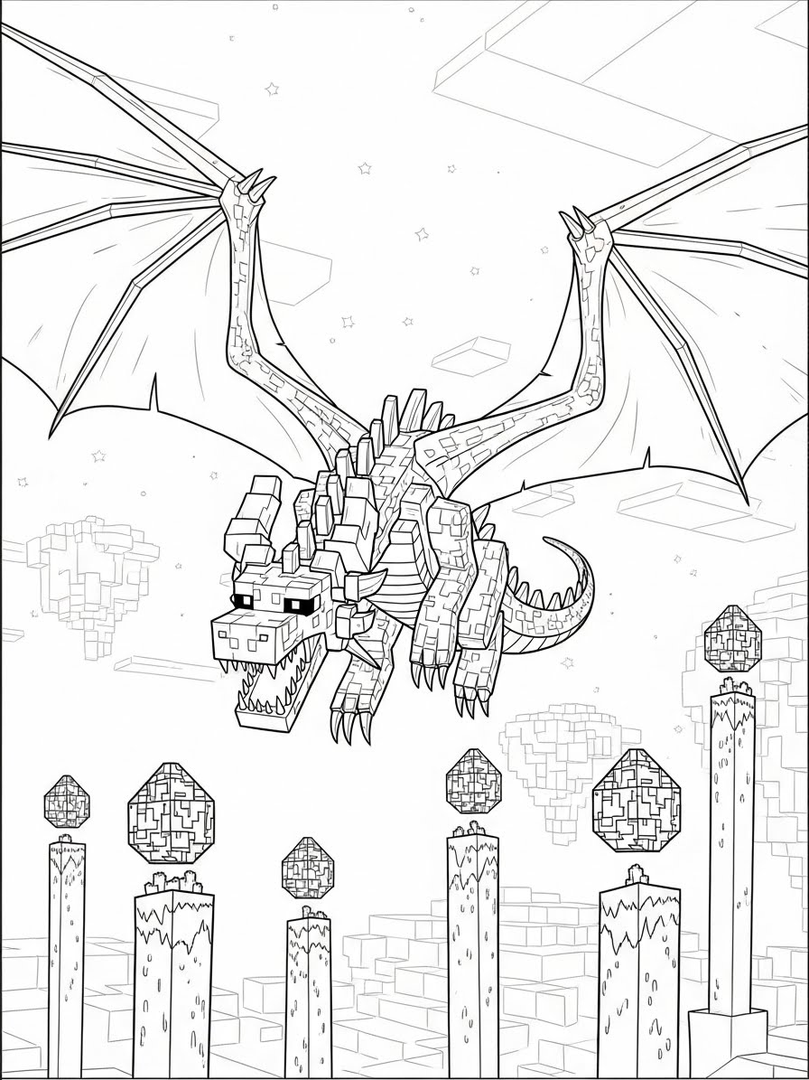 Desenho do Minecraft do dragão Ender para colorir