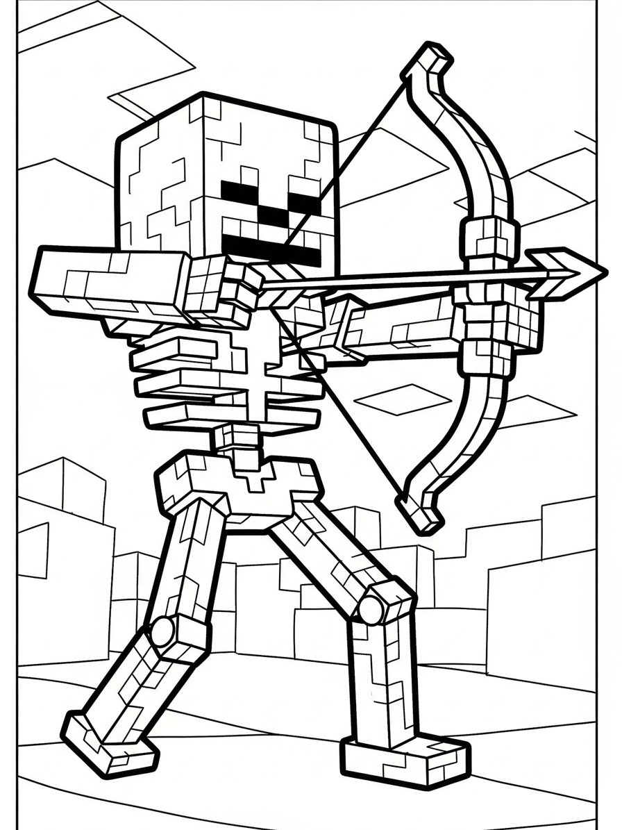 Desenho do Minecraft Esqueleto arqueiro para colorir