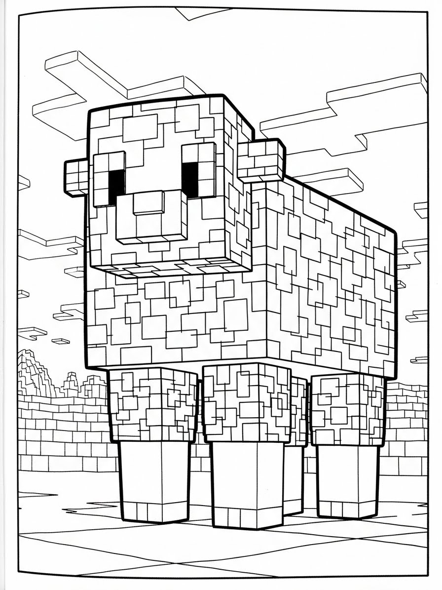Desenho do Minecraft de uma ovelha para colorir