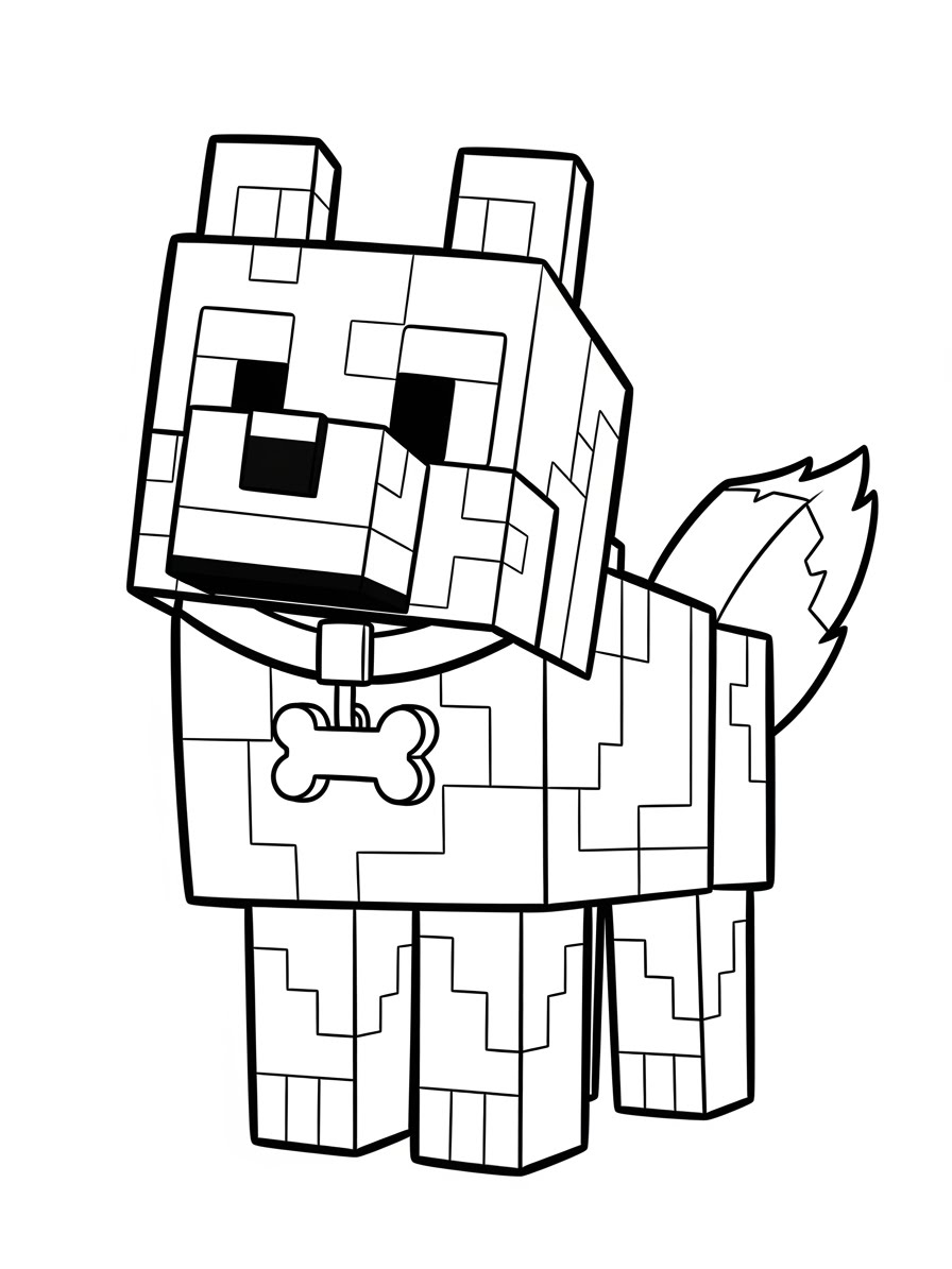 Desenho do Minecraft Cachorro para colorir