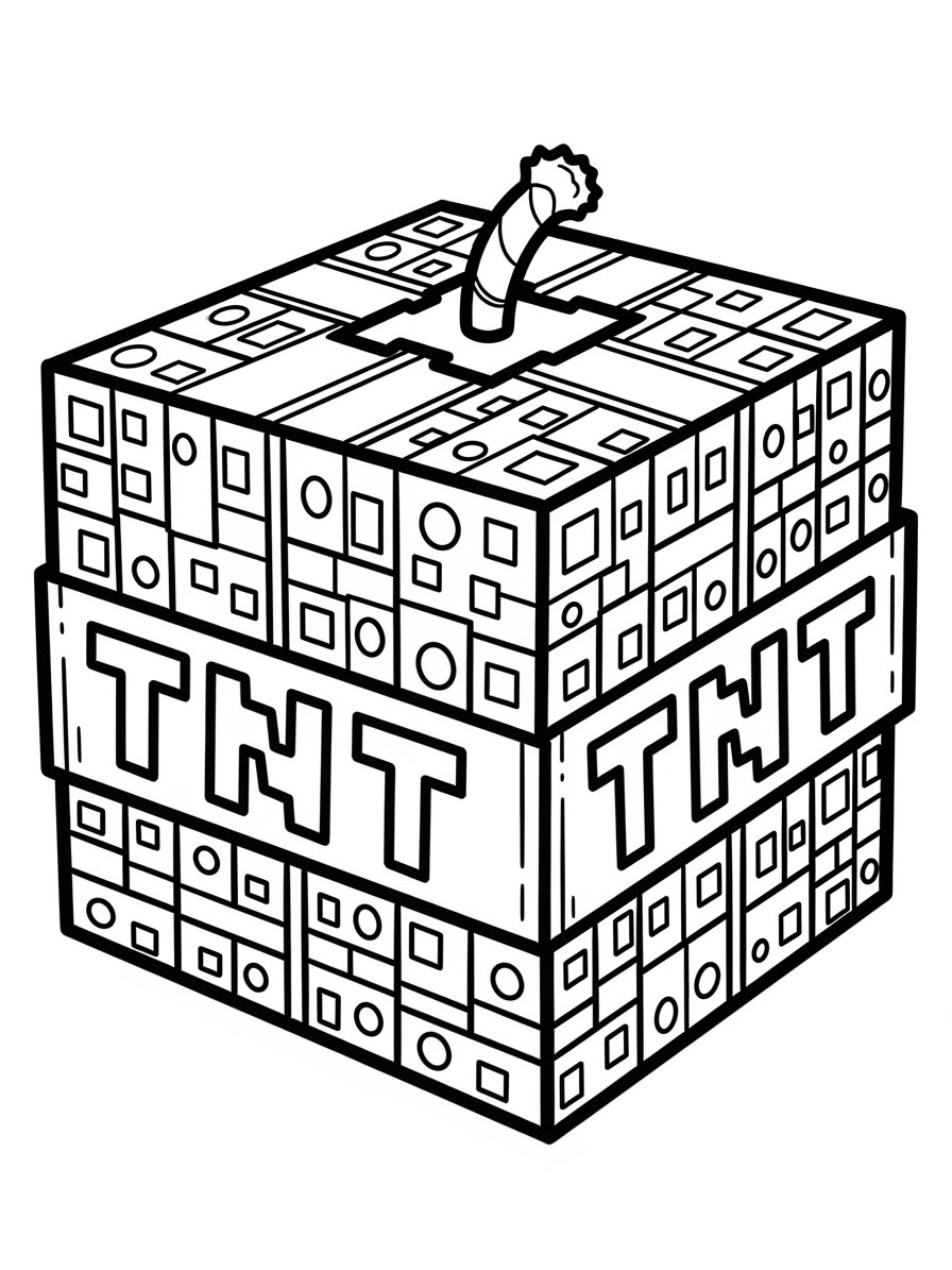 Desenho do Minecraft bloco de TNT para colorir