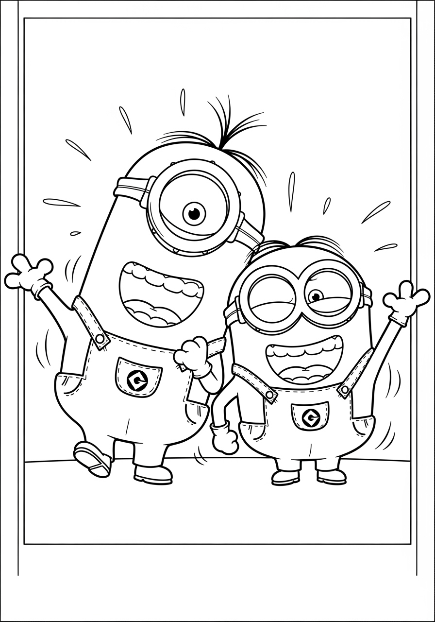 Desenho dos Minions alegres com os braços levantados
