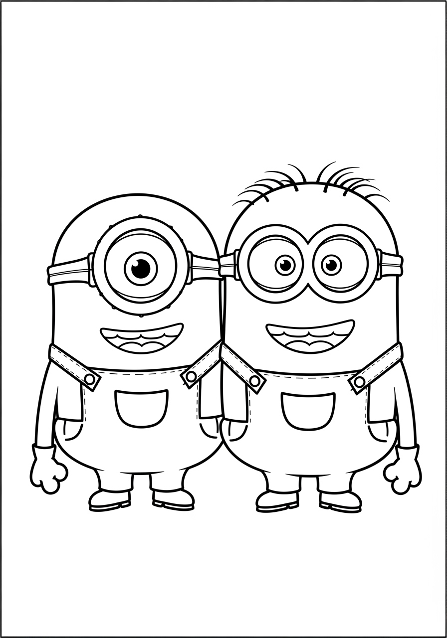 Desenho dos Minions de mãos dadas para colorir