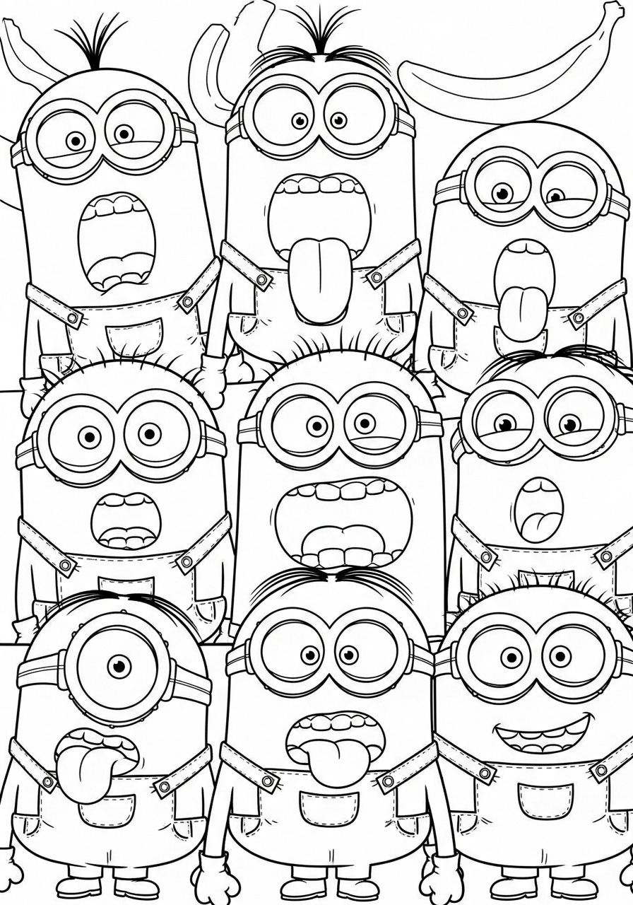 Desenho dos Minions fazendo caretas engraçadas