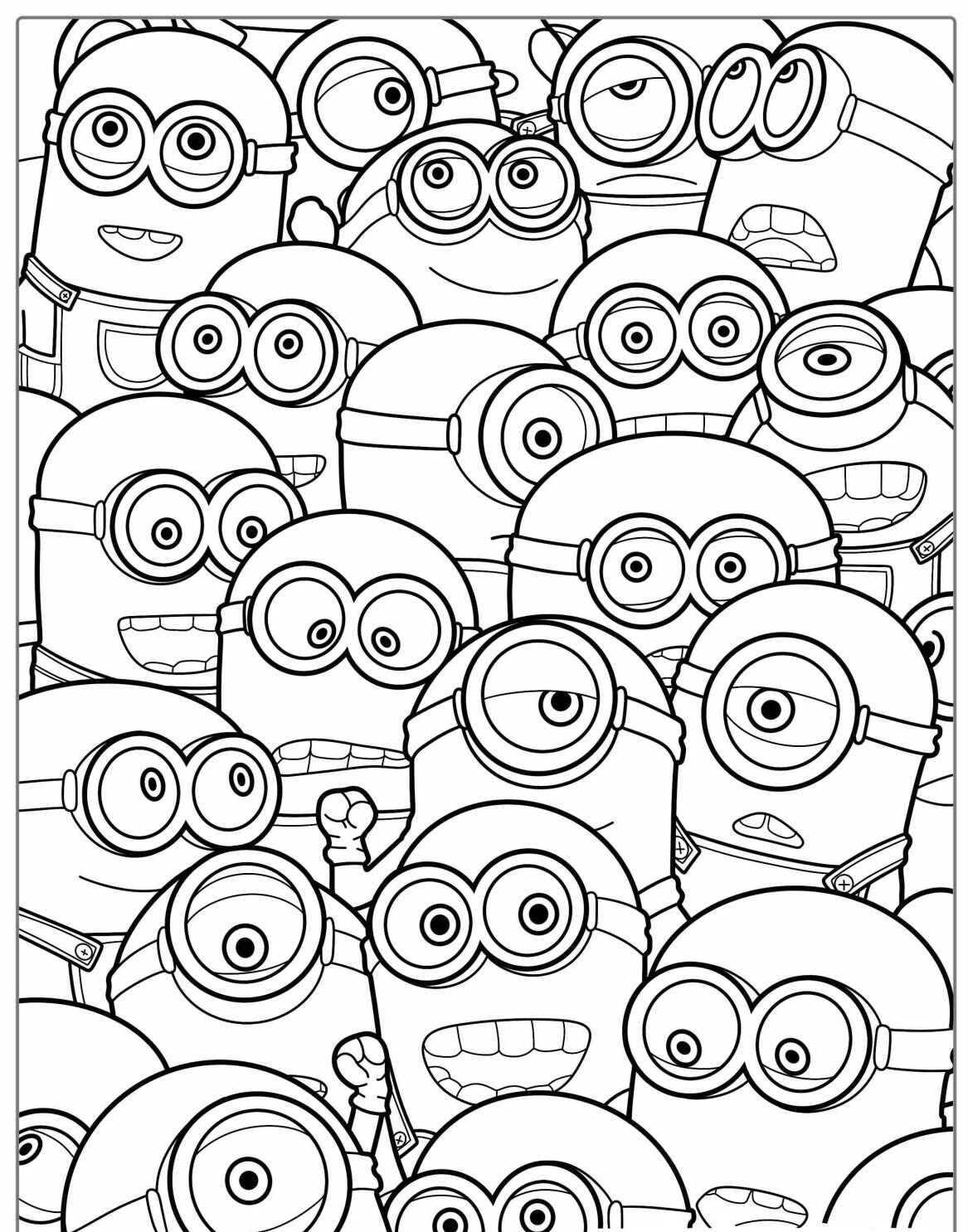 Desenho dos Minions sorrindo para colorir