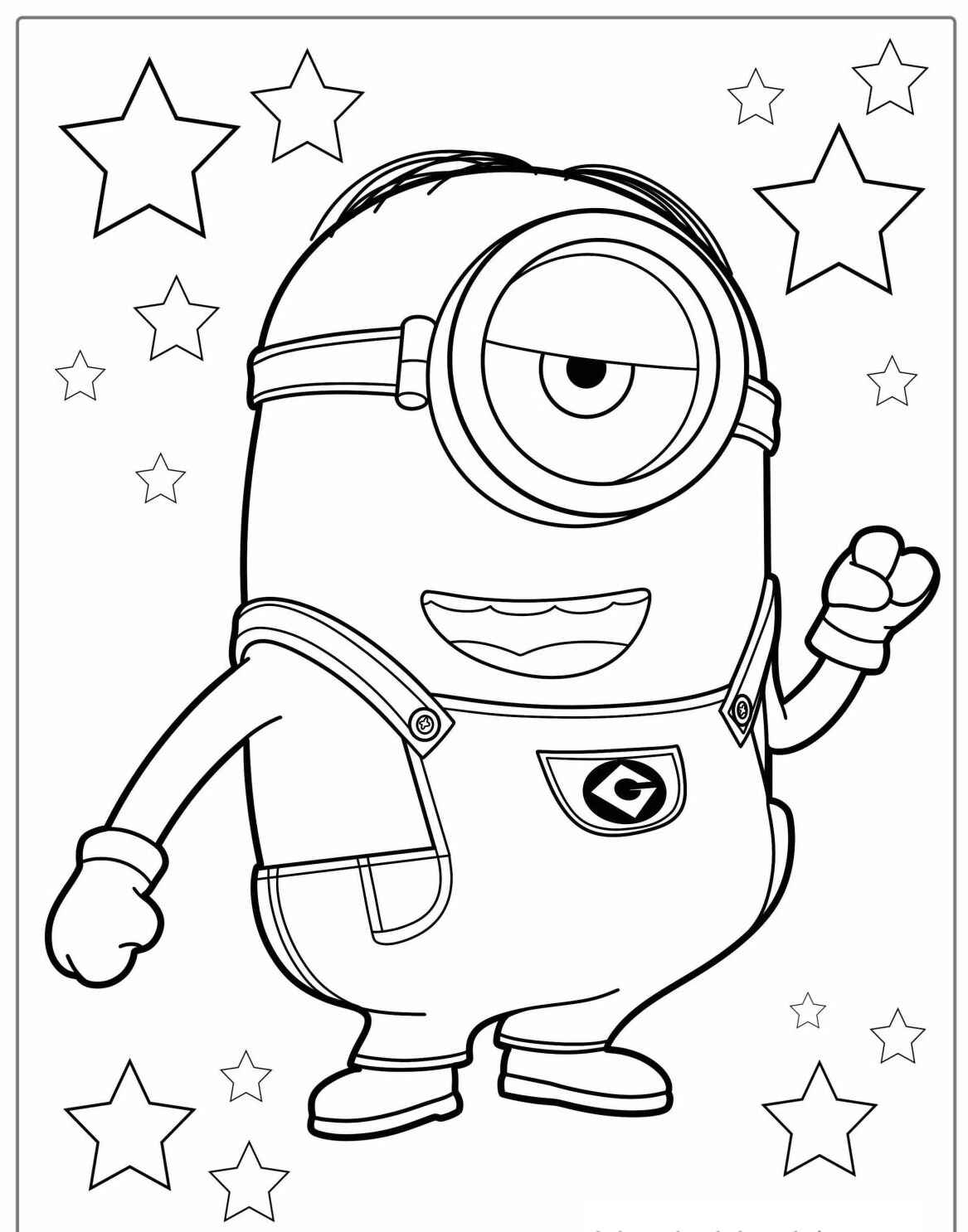 Desenho dos Minions fazendo pose com estrelas