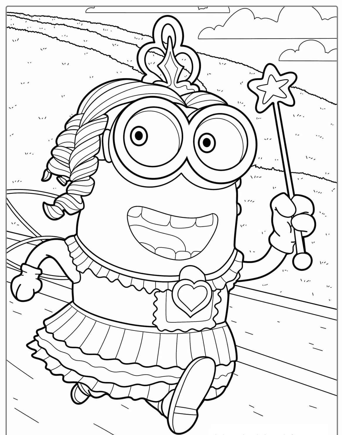Desenho de Minion fantasiado de fada para colorir