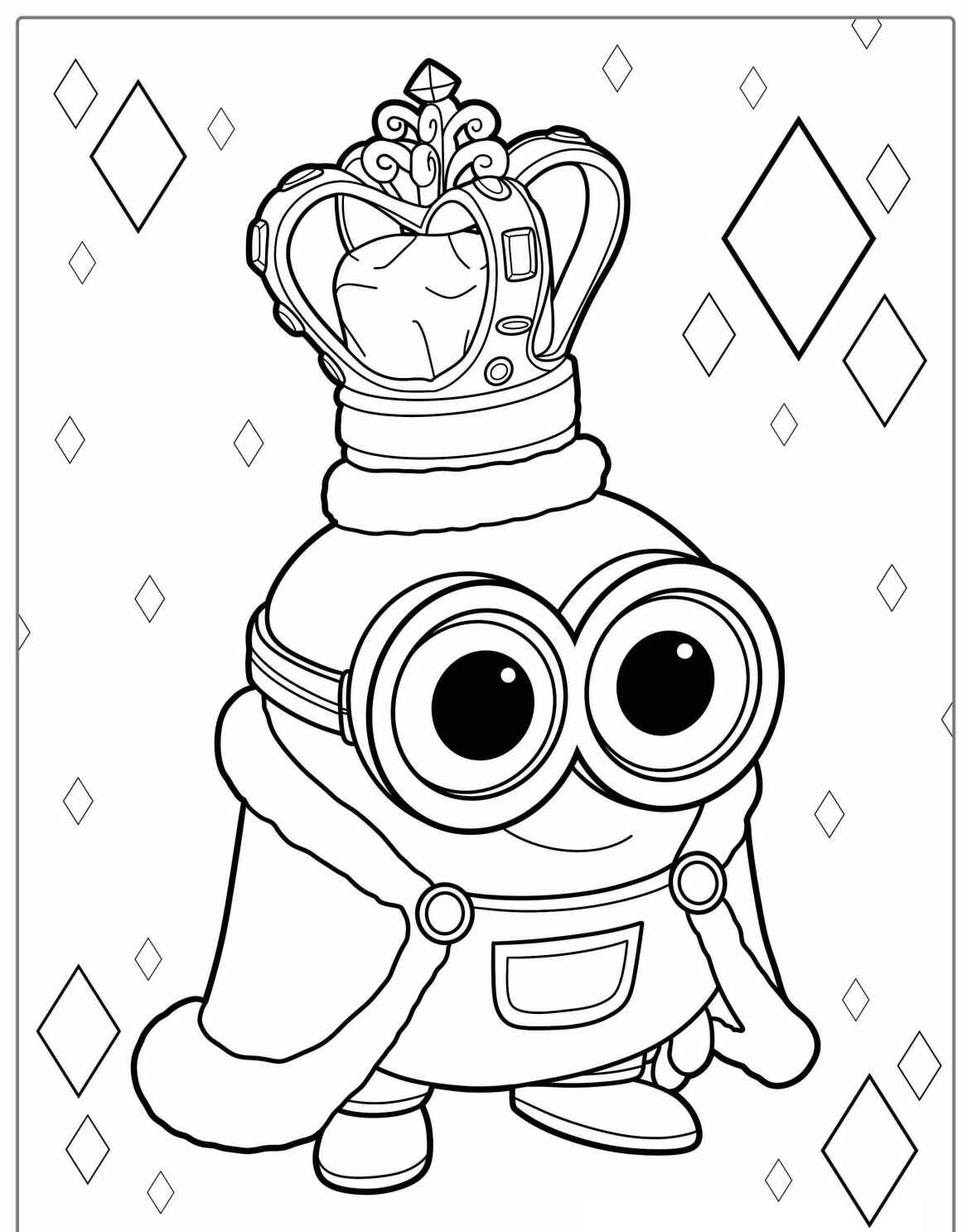 Desenho de Minion com coroa para colorir divertido