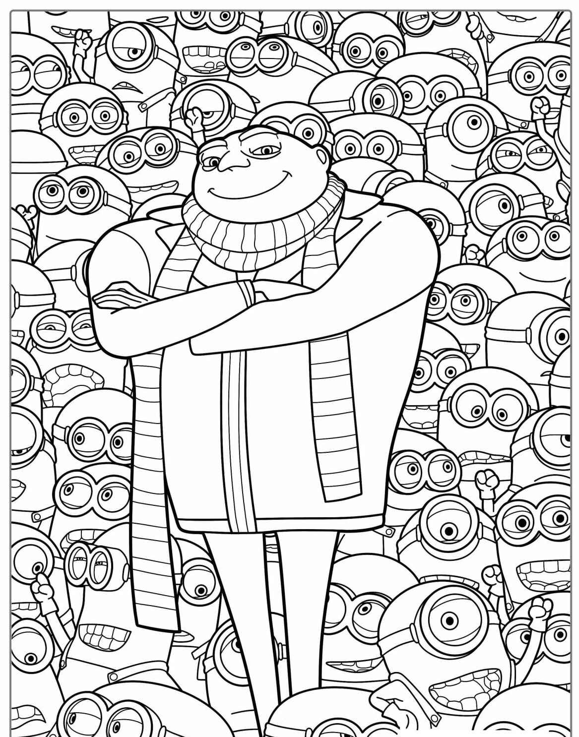 Desenho do Gru e Minions juntos para colorir