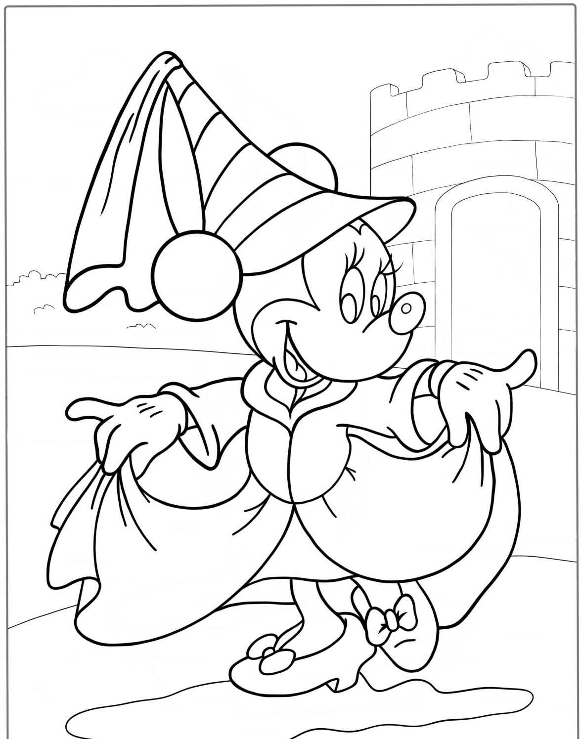 Desenho da Minnie bruxa fofinha para colorir