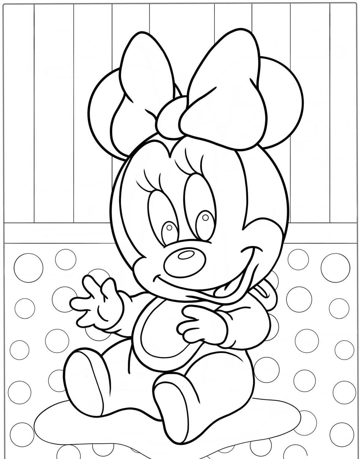 Desenho da Minnie fofa e bebê para colorir